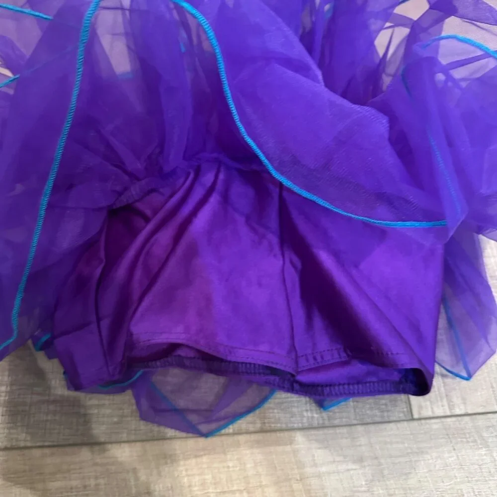 A WISH COMEN TRUE GIRLS MEDIUM CHILD PURPLE BLUE COMPETION DANCE COSTUME 19127